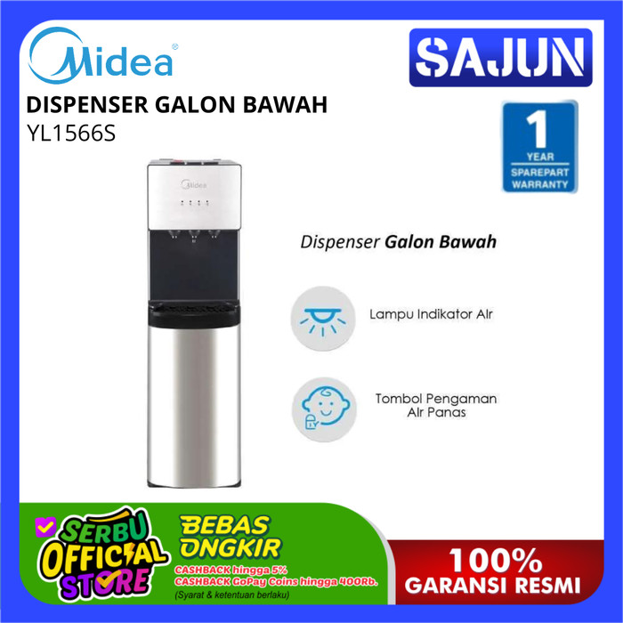 Midea YL1566S Dispenser Galon Bawah Hot Normal Cold YL-1566S