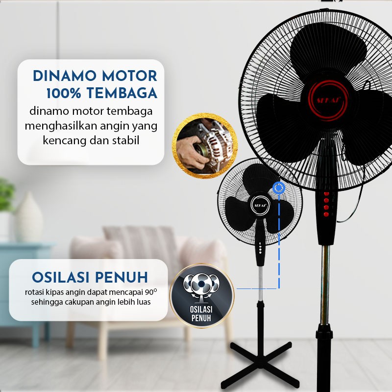 SEKAI Stand Fan 16 Inch SFN1620 Kipas Angin Tumpu SFN 1620 - Black Red