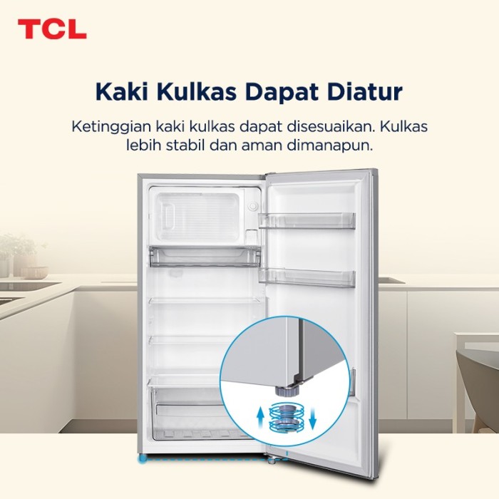 TCL Kulkas 1 Pintu (Refrigerator) - Kapasitas 160L - Freezer Zone - Adjustable Feet - Adjustable Thermostat (Model: F160-A50)