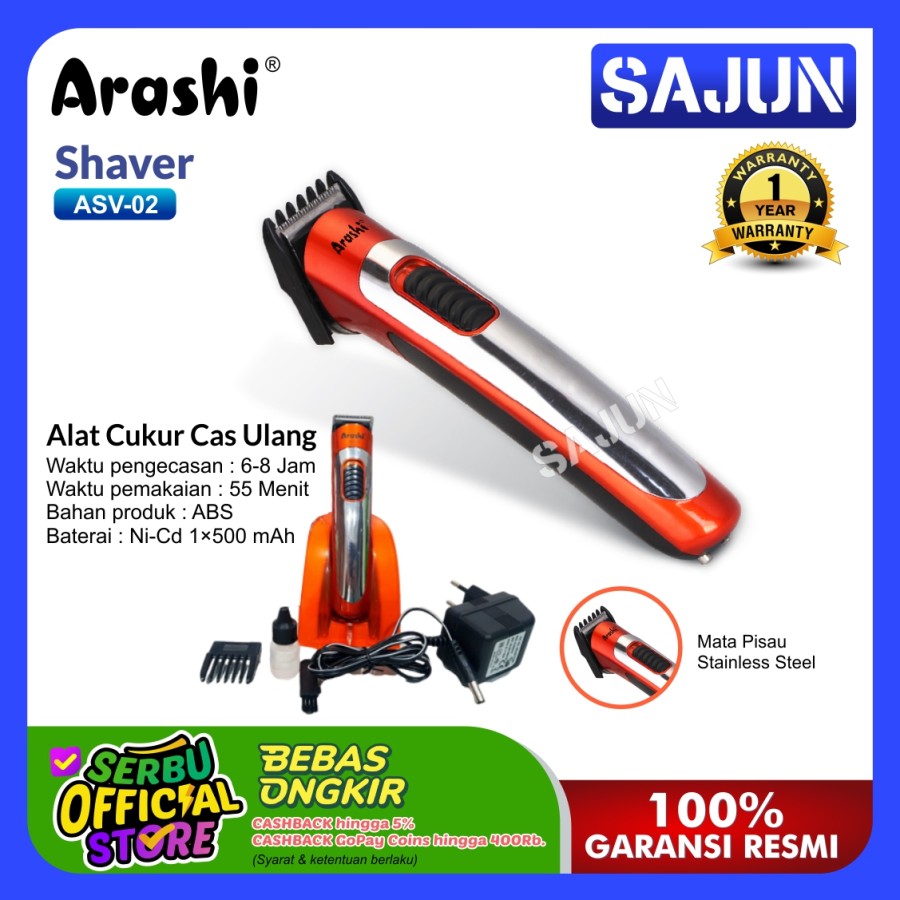 Arashi ASV02 Cukur Rambut Portable Hair Clipper Rechargeable Wireless