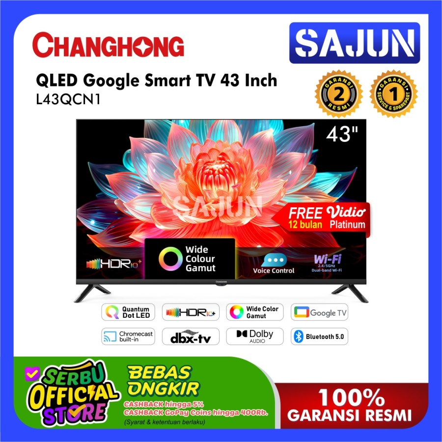 Changhong QLED TV 43 inch FHD Google Smart TV Digital TV (L43QCN1)