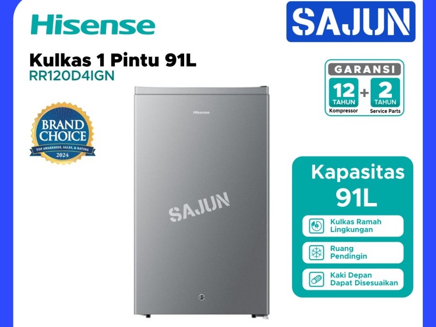 Hisense RR120D4IGN Kulkas 1 Pintu 91L Lemari Es Refrigerator