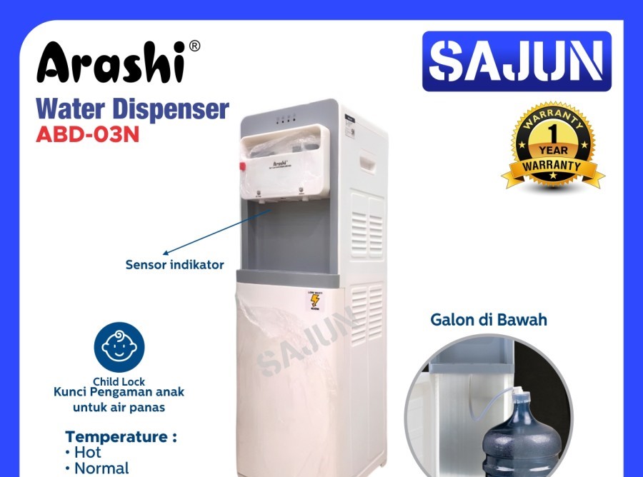 Arashi ABD03N Dispenser Air Elektrik Galon Bawah ABD 03N