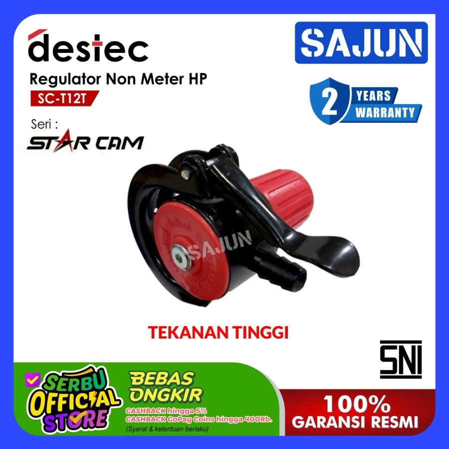 Destec Starcam Regulator Gas Tekanan Tinggi Anti Bocor SC-T12T - Non Meter