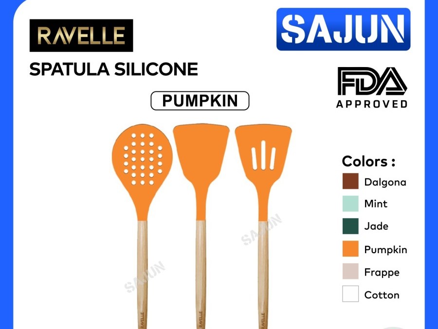 RAVELLE Silicone Spatula Sutil Slotted/Solid Turner Spoon Strainer
