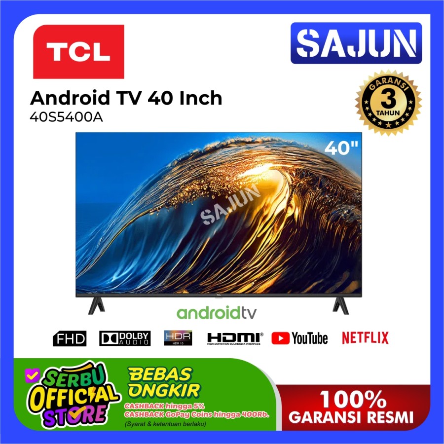 TCL Android TV 40 Inch Full HD 40S5400A Frameless HDR S5400A