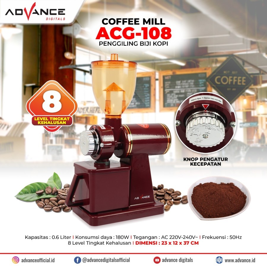 Advance Coffee Mill Grinder ACG-108 Mesin Giling Kopi Elektrik ACG108 - COKLAT