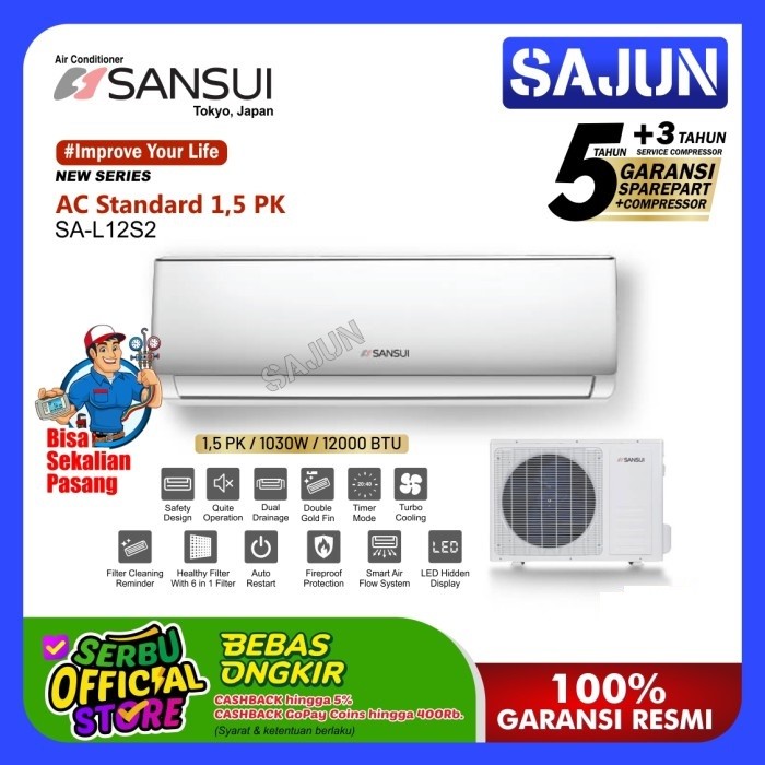 SANSUI JAPAN AC Split 1.5 PK Standard R32 SA-L12S2