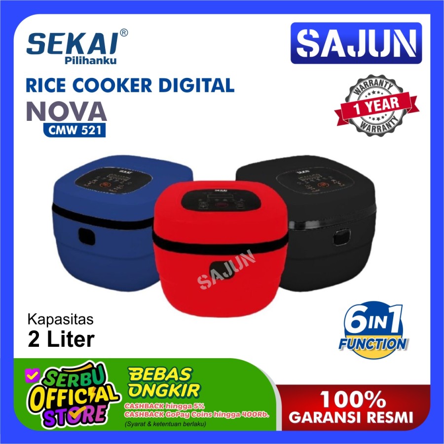 Sekai Rice Cooker Digital / Penanak Nasi Magic Com 2 Liter CMW 521 / CMW521 - HITAM