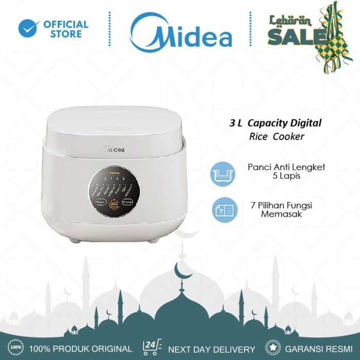 Midea Digital Rice Cooker 1L - MB-FB30M161W - 5 Layer and 7 Preset Menu