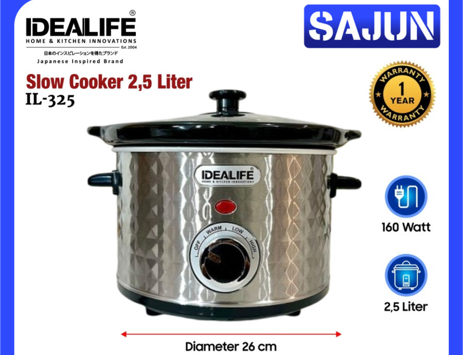 IDEALIFE Slow Cooker 2,5 Liter IL-325 Baby Cooker IL325