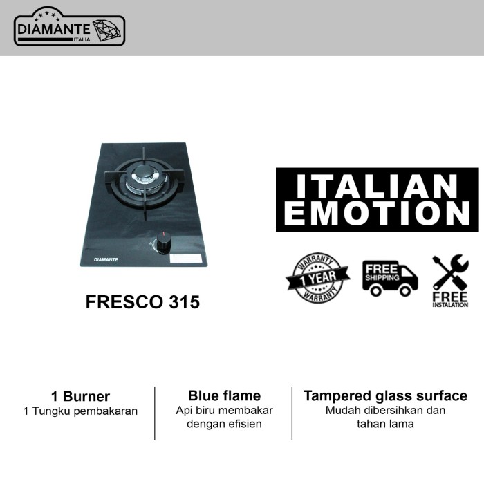 DIAMANTE Kompor Gas 1 Tungku Tanam - Built In Hob FRESCO-315