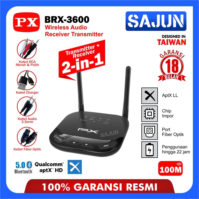 PX BRX-3600 Receiver Bluetooth Transmitter Audio 5.0 HD stereo 2in1