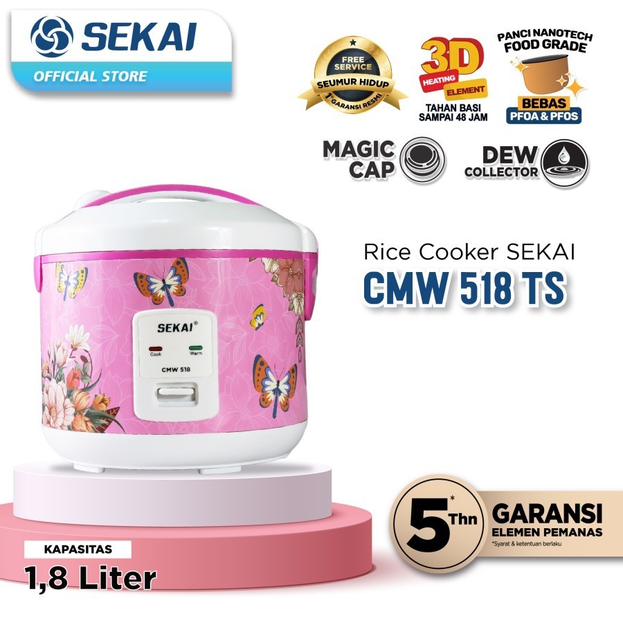 SEKAI Rice Cooker 1.8 Liter CMW 518 TS Penanak Nasi CMW518TS