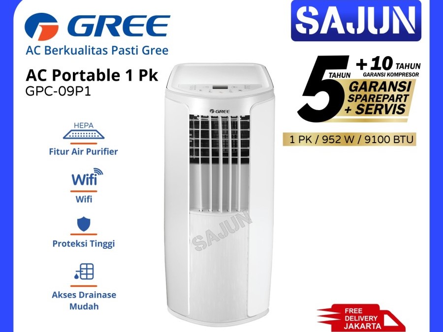 GREE AC Portable 1 PK with Air Purifier and Wifi Control GPC-09P1