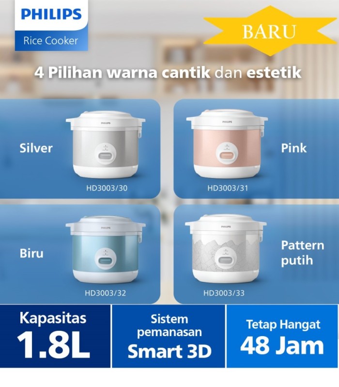Philips Rice Cooker 1.8 Liter HD3003 / HD-3003 