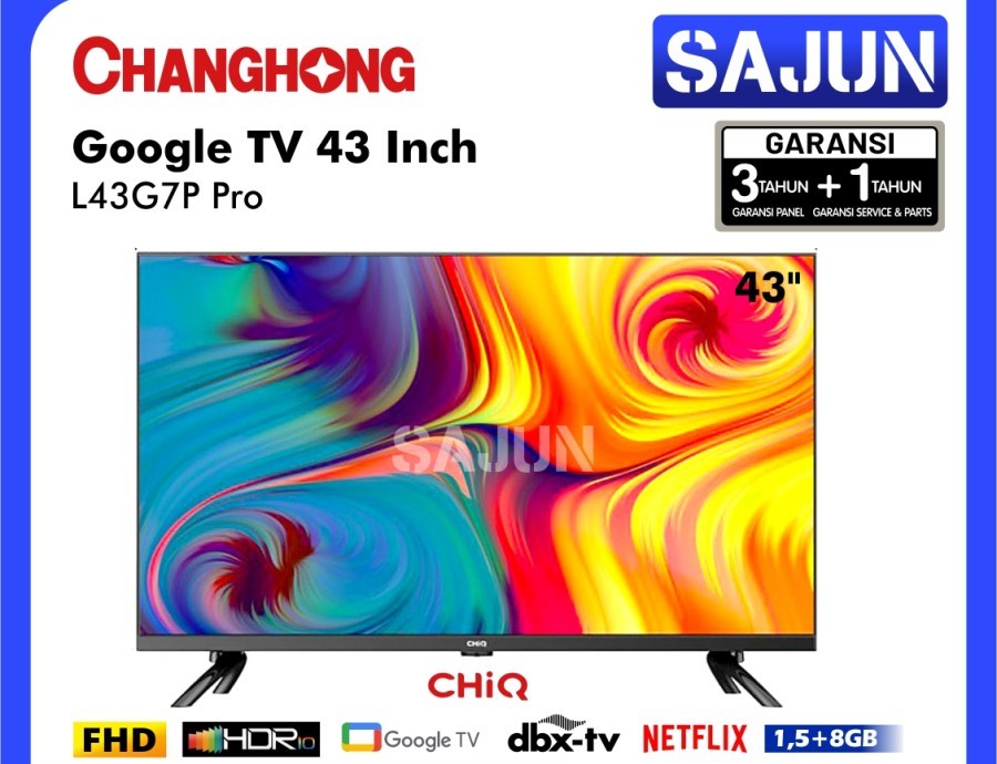 Changhong【Google TV】CHiQ 43 inch Smart TV HDR10 Digital TV ( L43G7P Pro )