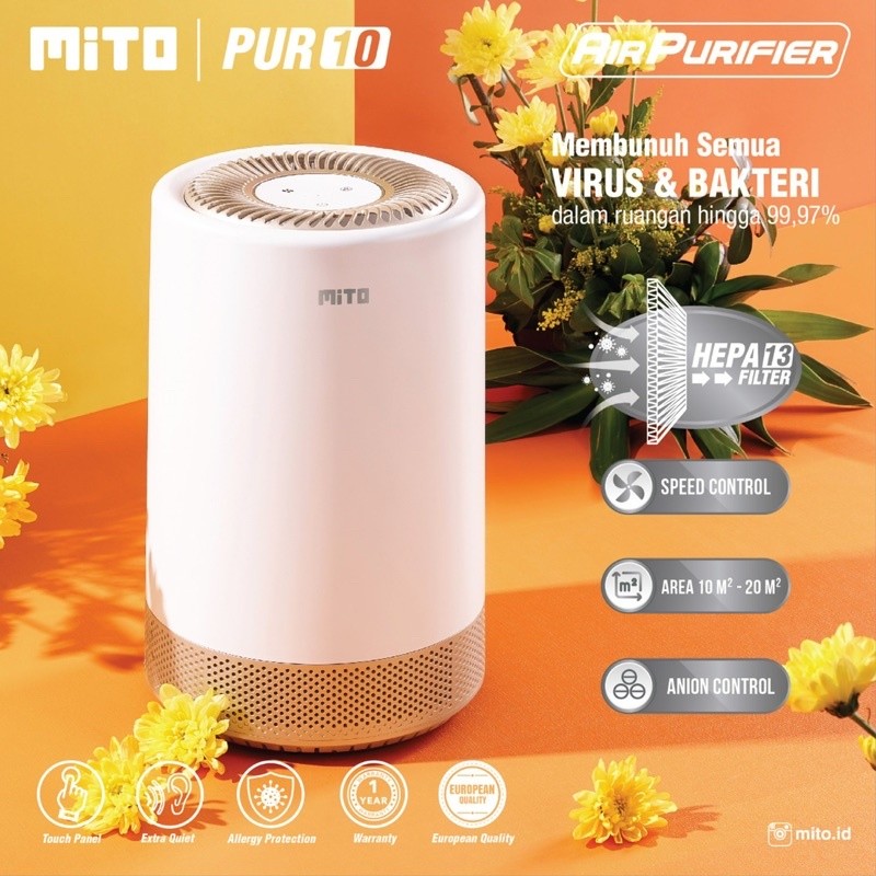 Mito Air Purifier PUR-10 HEPA13 Filter Pembersih Udara Sinar UV PUR10