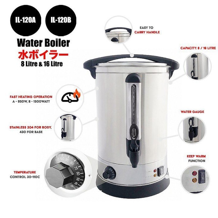 IDEALIFE Water Boiler IL120C Pemanas Air Listrik 21.5L IL-120C