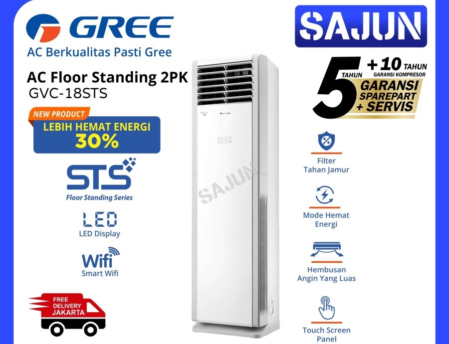 GREE AC Floor Standing 2PK GVC-18STS R32 Wifi Connection 1 Phase