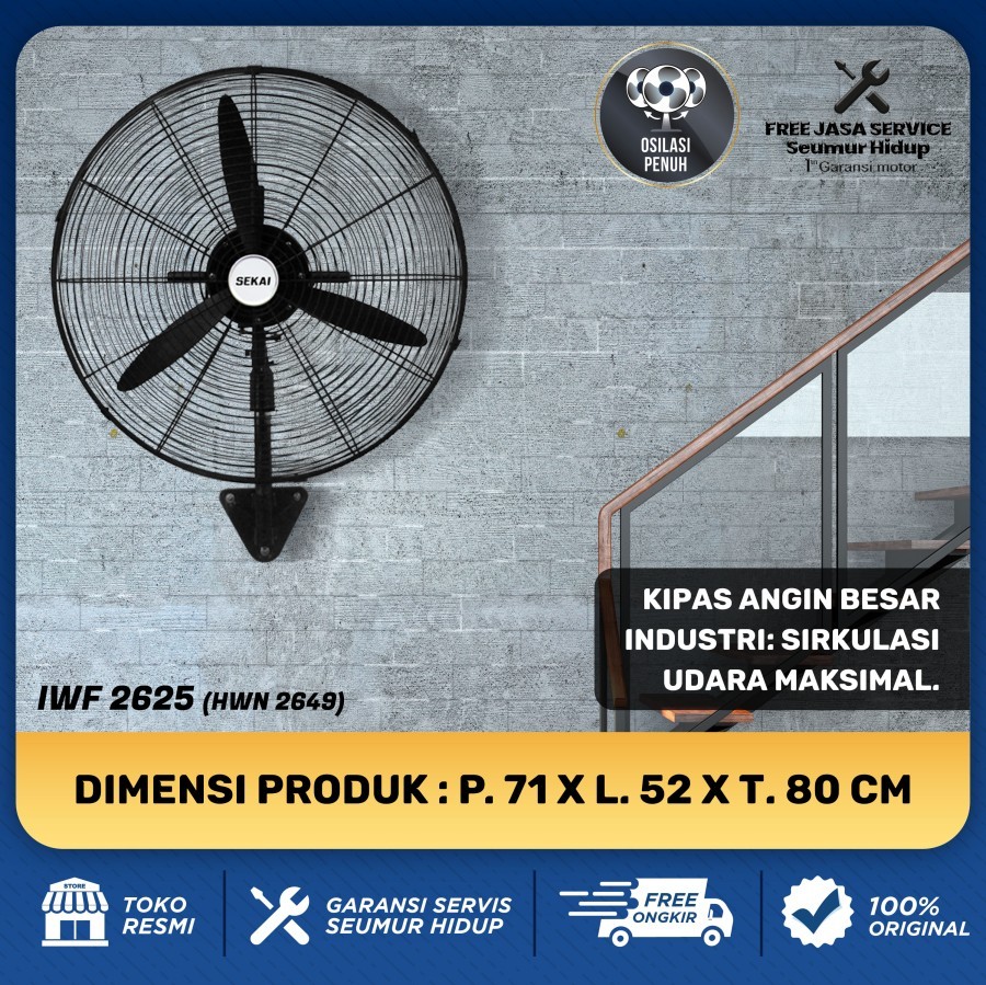 Sekai Kipas Angin Dinding Tornado / Kipas Angin Industri Alumunium 20 Inch / 26 Inch / 30 Inch - IWF 2025 / IWF 2625 / IWF 3025 - 30 Inch