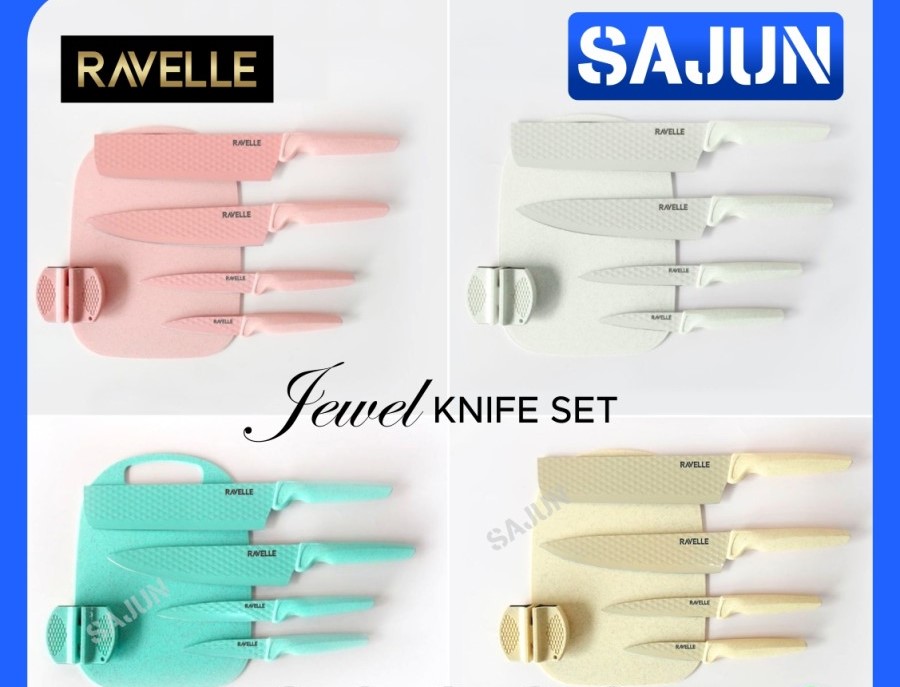 RAVELLE Jewel Knife Set 6 in 1 Non Stick Diamond Knife