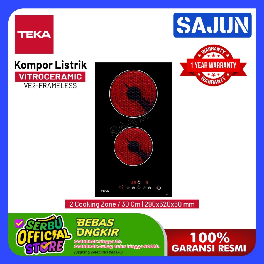 Teka Kompor Listrik Vitroceramic Ve 2 Electric Frameless Built in 30cm