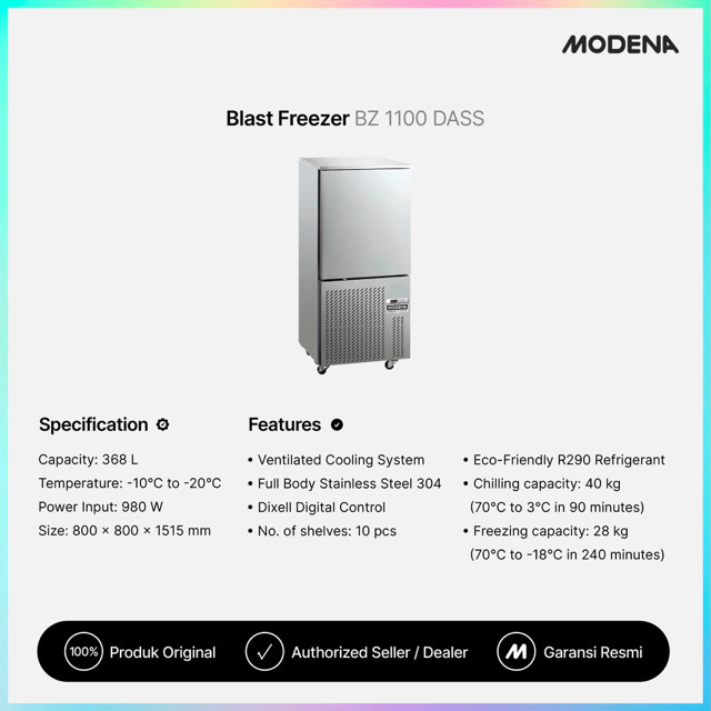 Modena Blast Chiller & Freezer 368 Liter BZ 1100 DASS