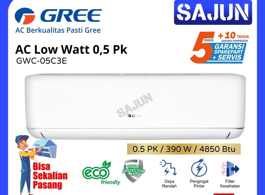 GREE AC Split 1/2 PK GWC-05C3E Low Watt Series GWC05C3E
