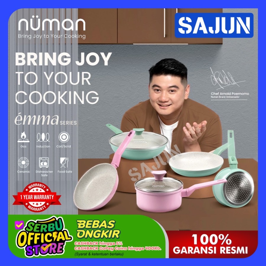 Numan Emma Series - Cookware Set / Panci Masak Marble Set Isi 3