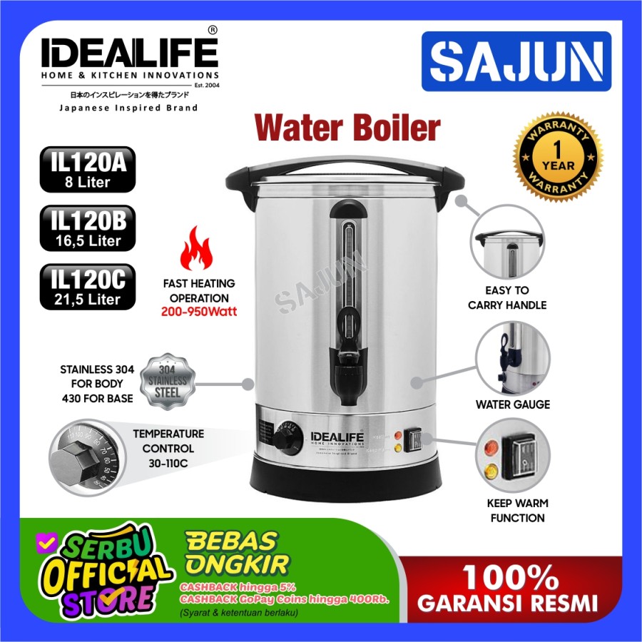 IDEALIFE Water Boiler IL120C Pemanas Air Listrik 21.5L IL-120C