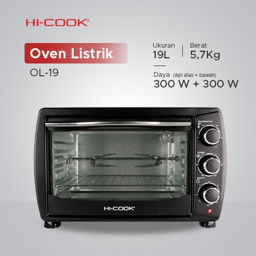 HI-Cook OL-19 Oven Listrik 19 Liter Serbaguna Low Watt OL 19 Rotiserie