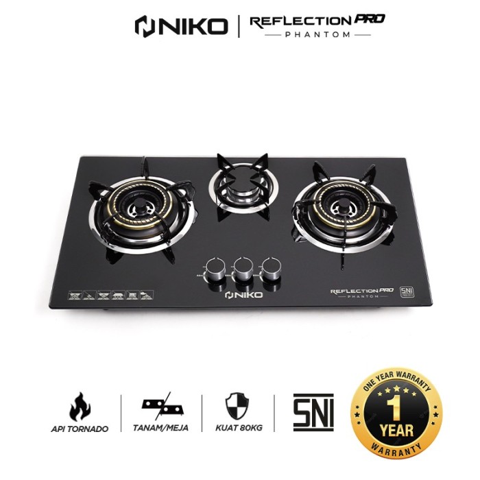 Niko Pro Phantom Kompor Gas Kaca 3 Tungku
