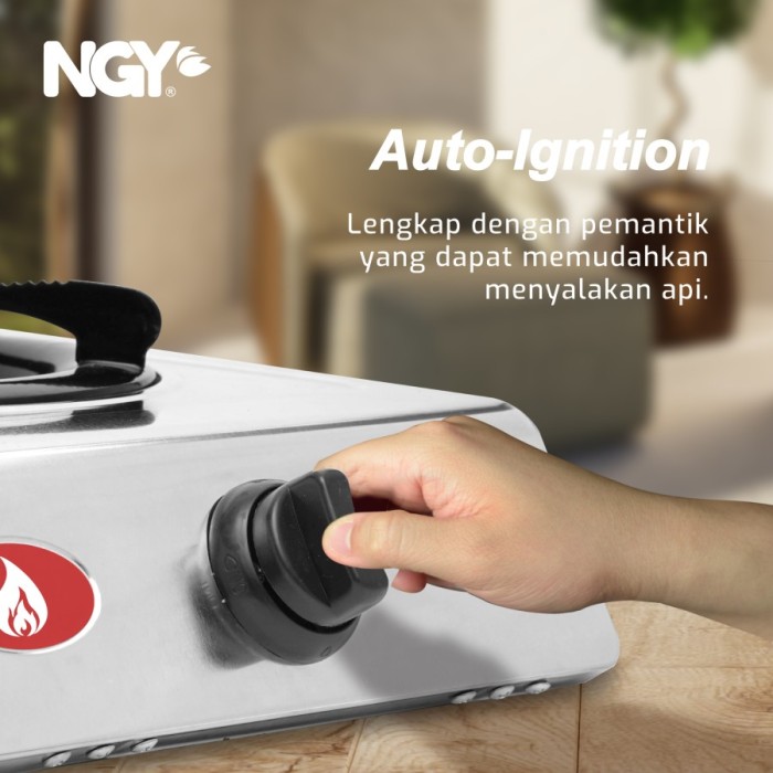 NAGOYA Kompor Gas 1 Tungku / Stain-Free Gas Stove NGY-44 GS/TF - Teflon