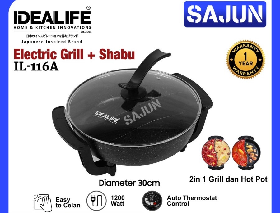 IDEALIFE Electric Grill/Shabu IL-116A Panci Listrik Shabu Shabu IL116A