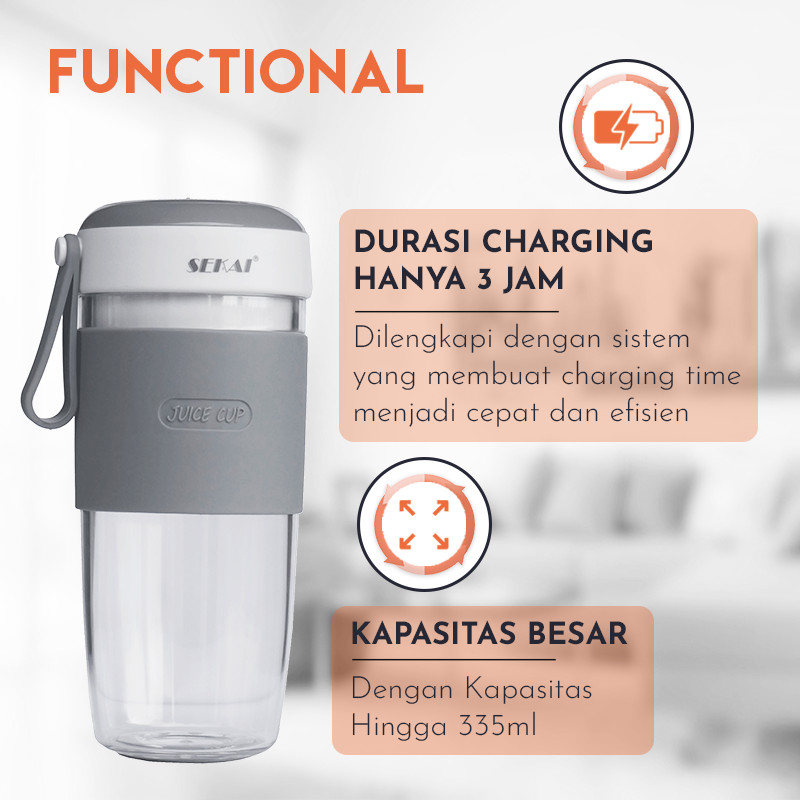 SEKAI Personal Blender PB101Blender Portable Rechargeable PB 101 - Orange