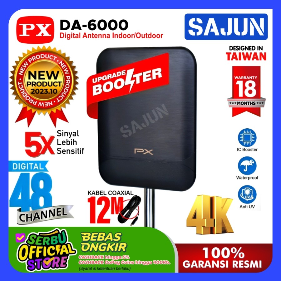 PX DA6000 Antena TV Digital Indoor Outdoor Booster DVBT2 4K DA-6000