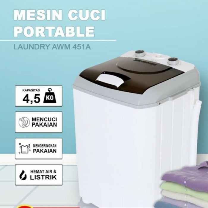 Arashi Laundry AWM 452A Mesin Cuci Mini 1 Tabung 4.5 KG AWM452A