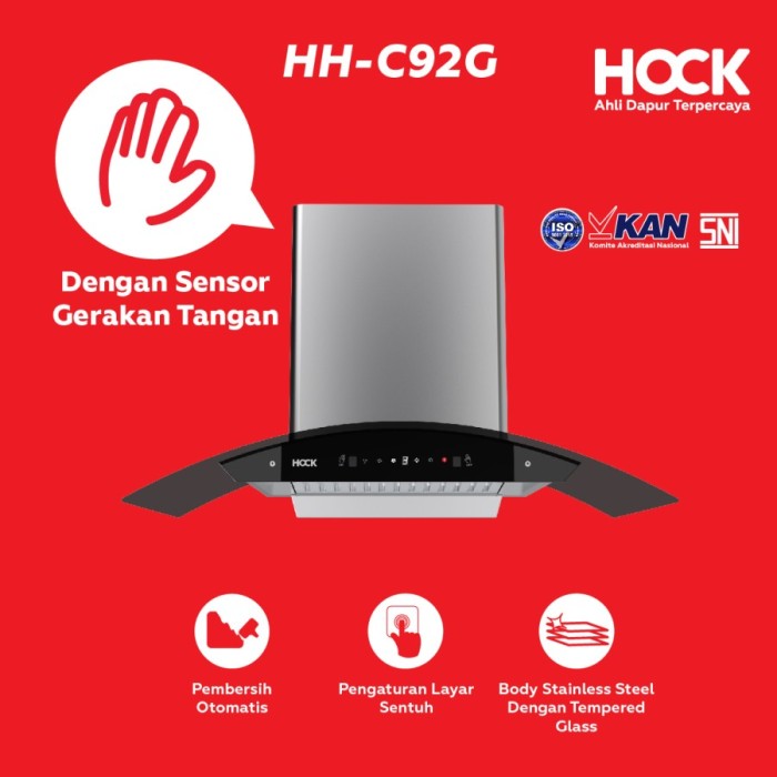 Hock Cooker Hood Penghisap Asap Dapur Tipe Chimney HH-C92G