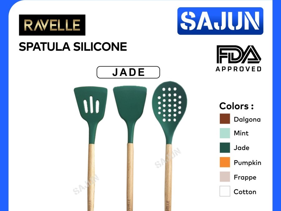 RAVELLE Silicone Spatula Sutil Slotted/Solid Turner Spoon Strainer