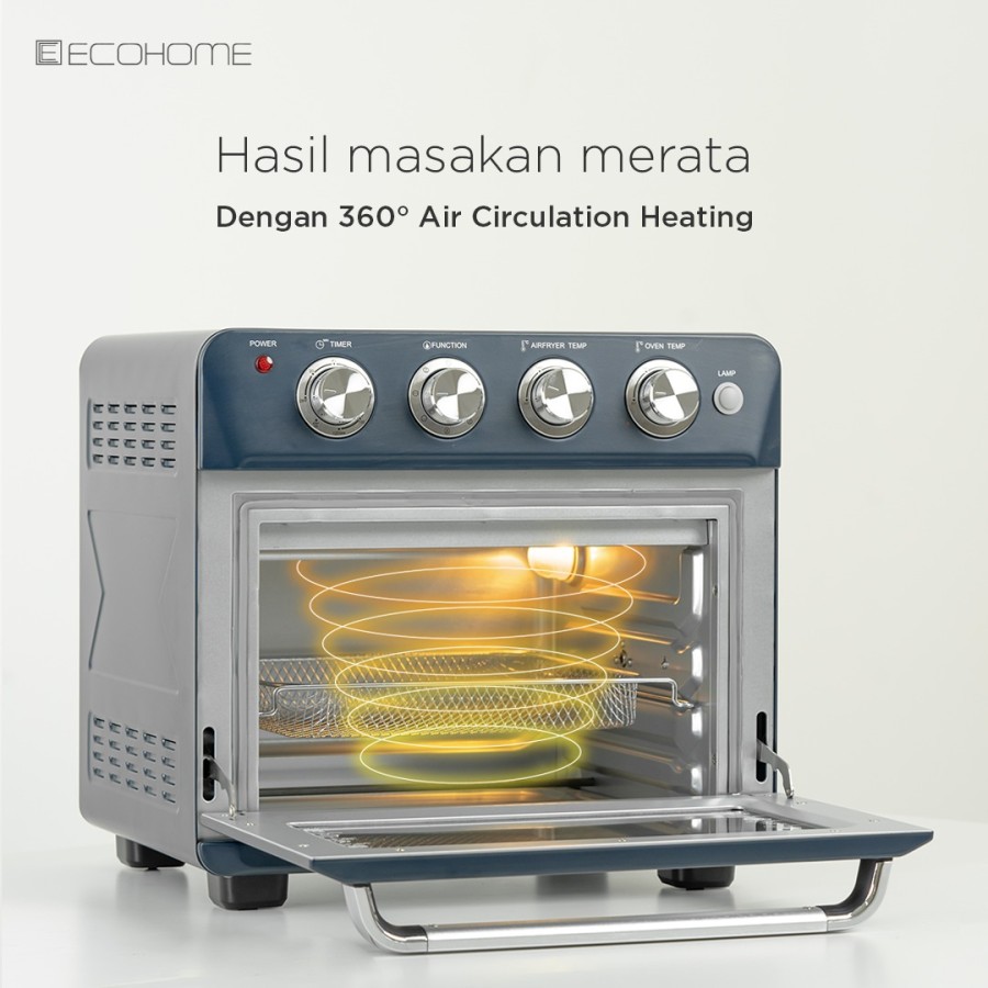 ECOHOME Qubic Air Fryer & Electric Oven 25 Liter EAF-888 / EAF888 - AQUAMARINE