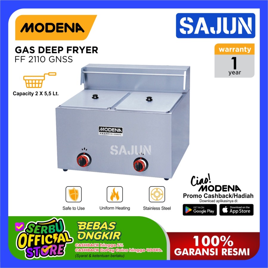 Modena Deep Fryer Gas - Penggorengan Gas - FF 2110 gnss
