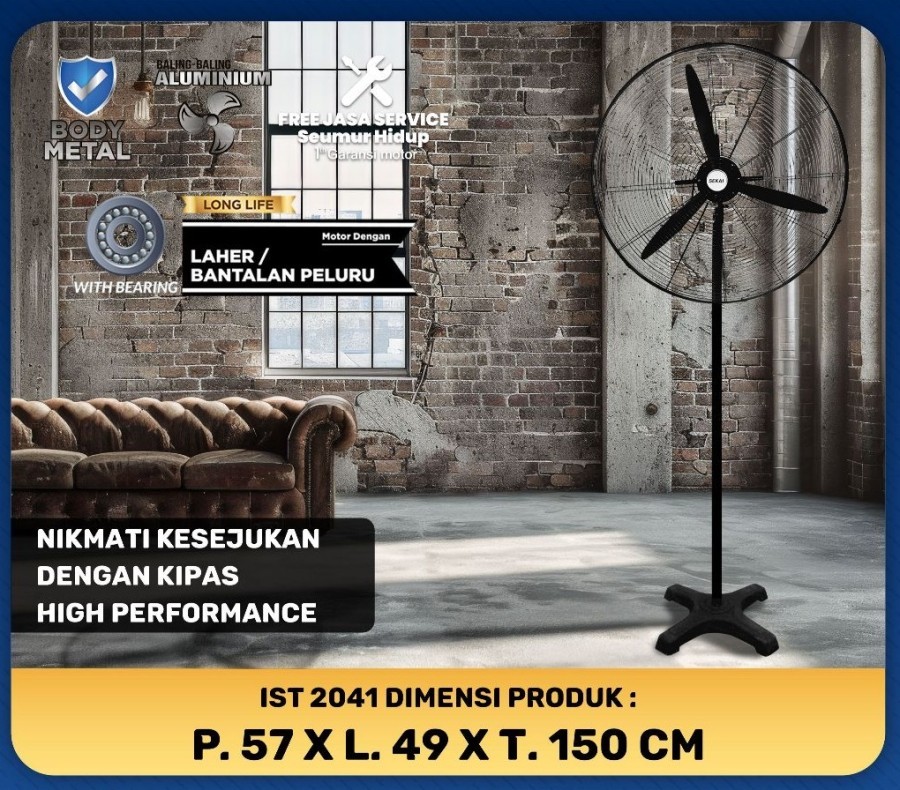 Sekai Kipas Angin Berdiri Tornado IST2041 | IST2641 | IST3041 Tumpu Industri 20 / 26 / 30 Inch IST 2041 2641 3041