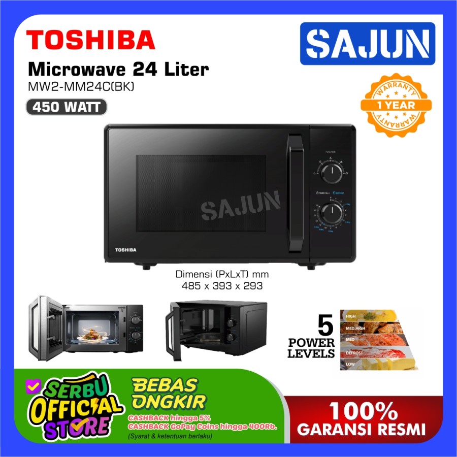 Toshiba Microwave Low Watt 450W 24 Ltr MW2-MM24C(BK)-F