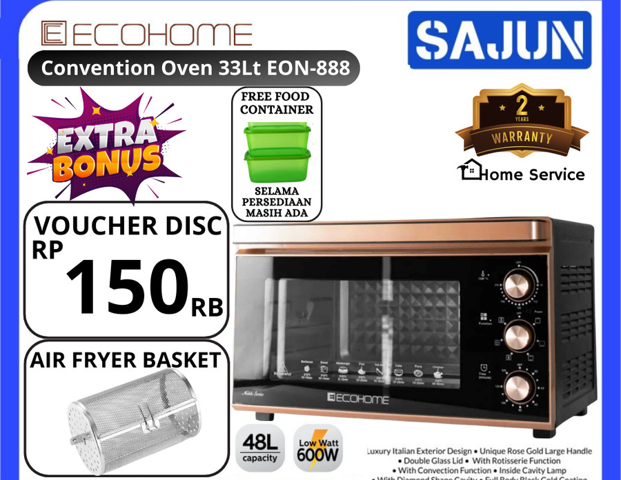 ECOHOME Electric Oven Noble Series EON-888 Oven Listrik 48 Lt EON888 - Rosegold