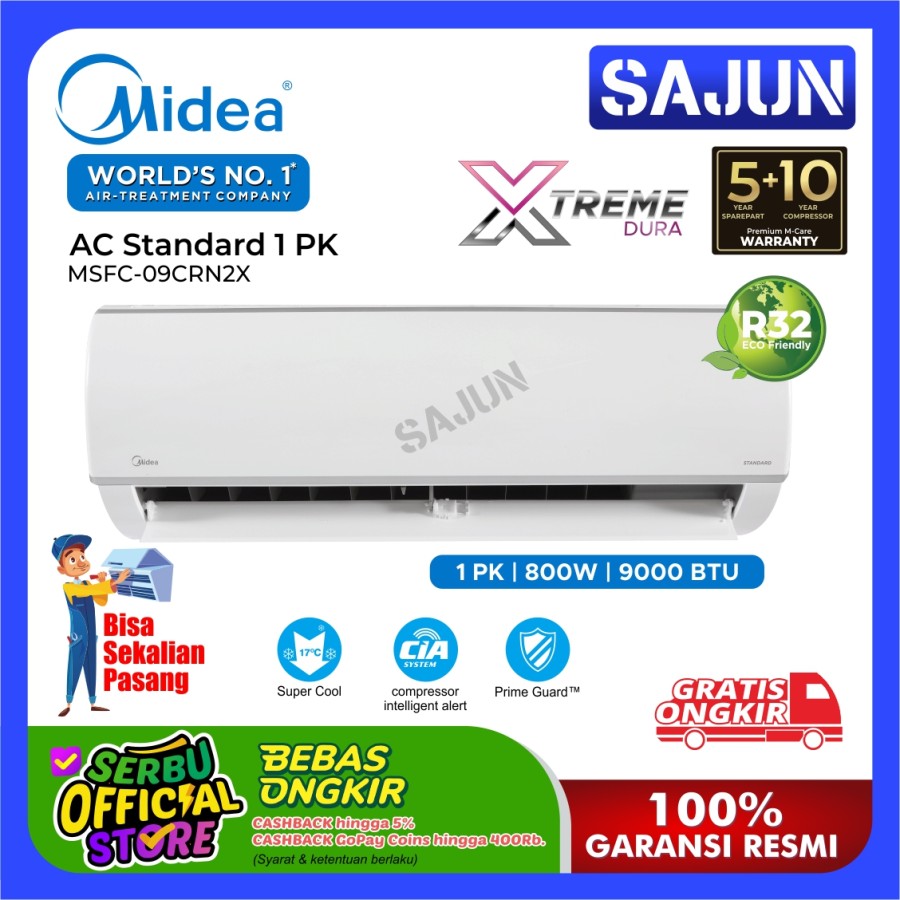 Midea AC Split 1 PK MSFC-09CRN2X Air Conditioner 1PK R32 MSFC-09CRN2