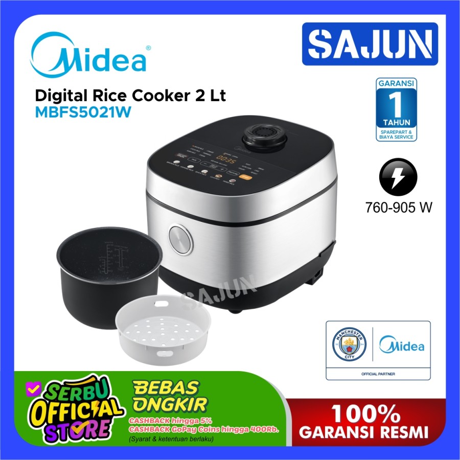 Midea Digital Rice Cooker 1.8 Lt MBFS5021W Penanak Nasi MB-FS5021W-S