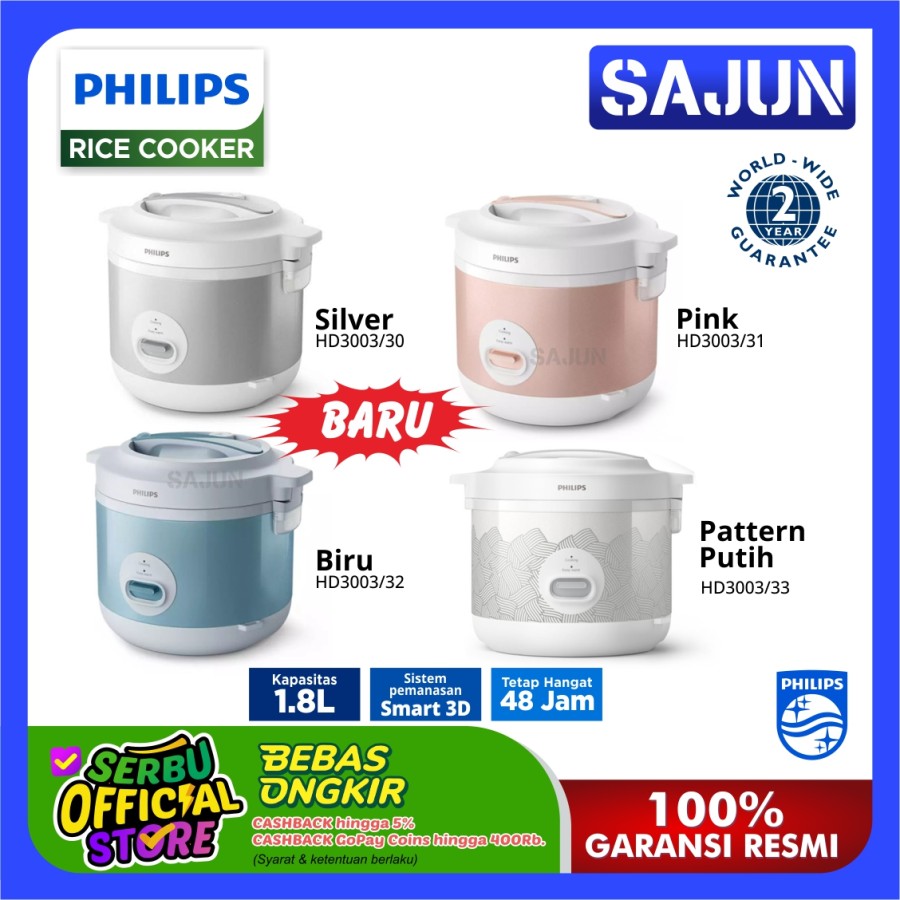 Philips Rice Cooker 1.8 Liter HD3003 / HD-3003 