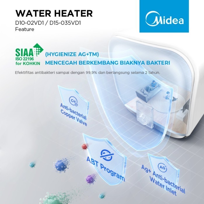 Midea Electric Water Heater 15 Liter D15-035VD1 Pemanas Air Listrik - 200 Watt