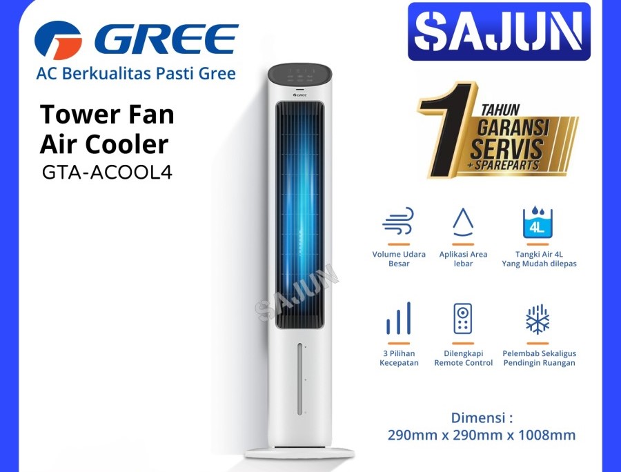 GREE Tower Fan Air Cooler 4 Liter 3in1 with Humidifier GTA-ACOOL4